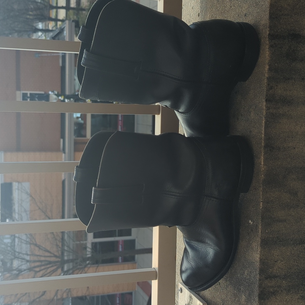 Frye Duke Roper Mid Height Black Leather Boots - Picture 4 of 6